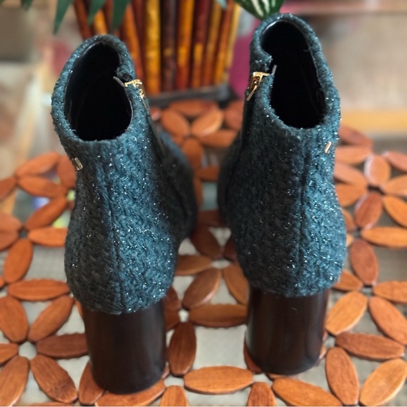 Kate Spade Peacock Green Tweed Giselle Booties